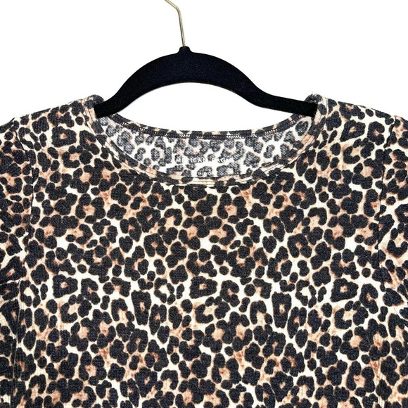 American Eagle Brown & Black Leopard Print Waffle Cropped Top Xsmall Women’s - Picture 2 of 10